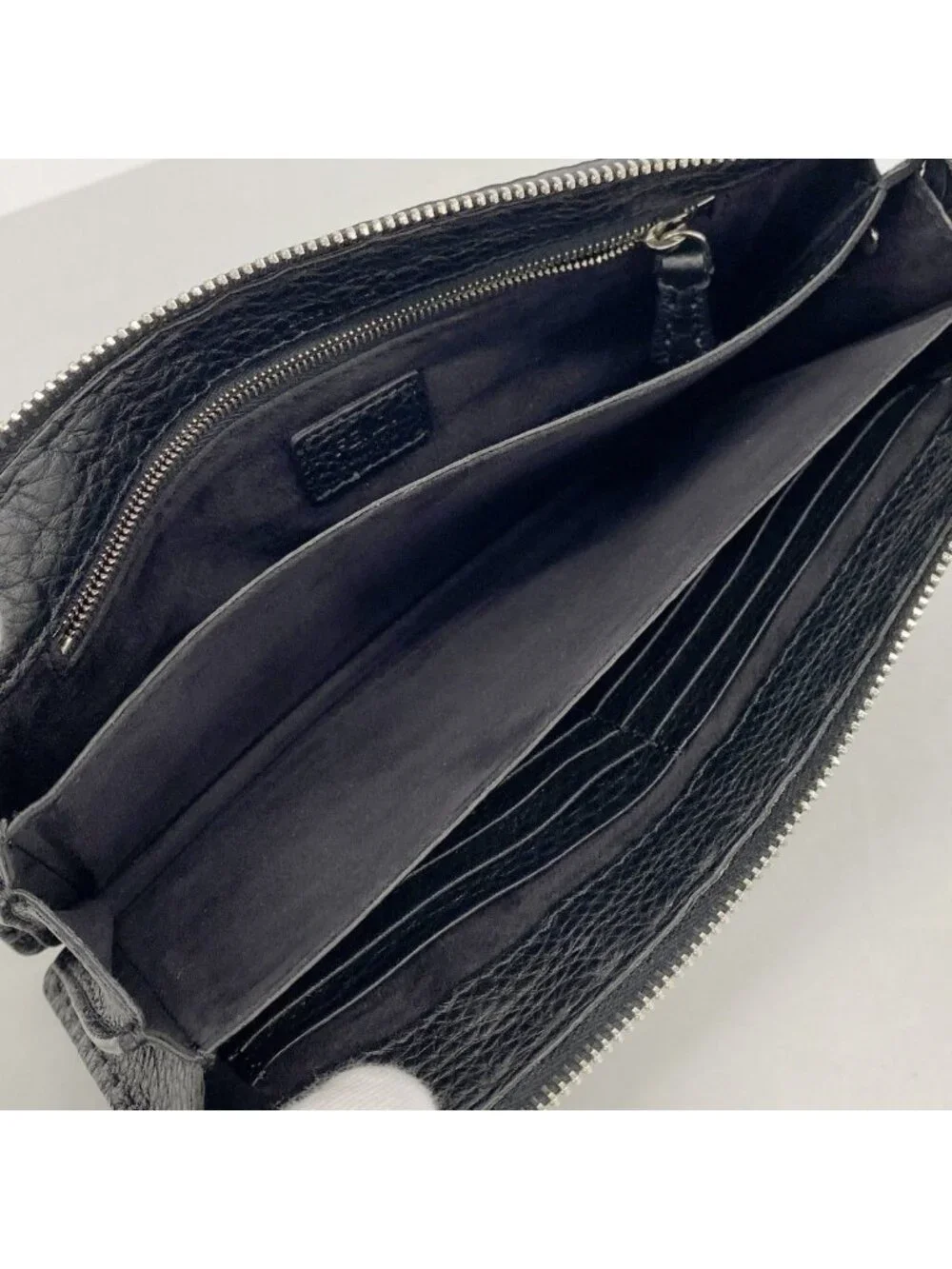 Fendi Clutch Montstar Selleria Leather Black Silver